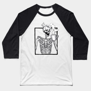 halloween skeleton drinking coffee funny Baseball T-Shirt
